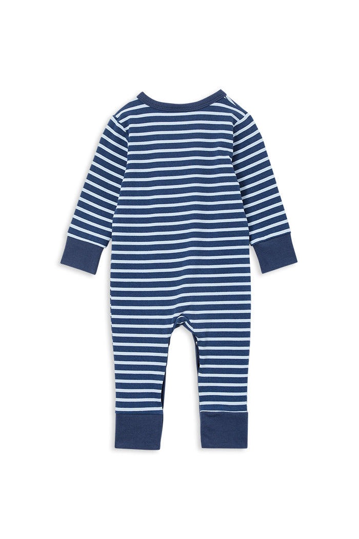 Indigo Stripe Henley Romper