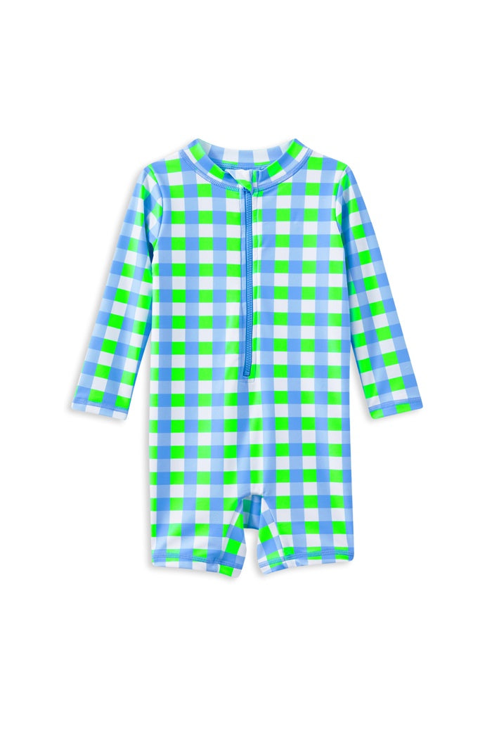 Milky Check Long Sleeve Swimsuit