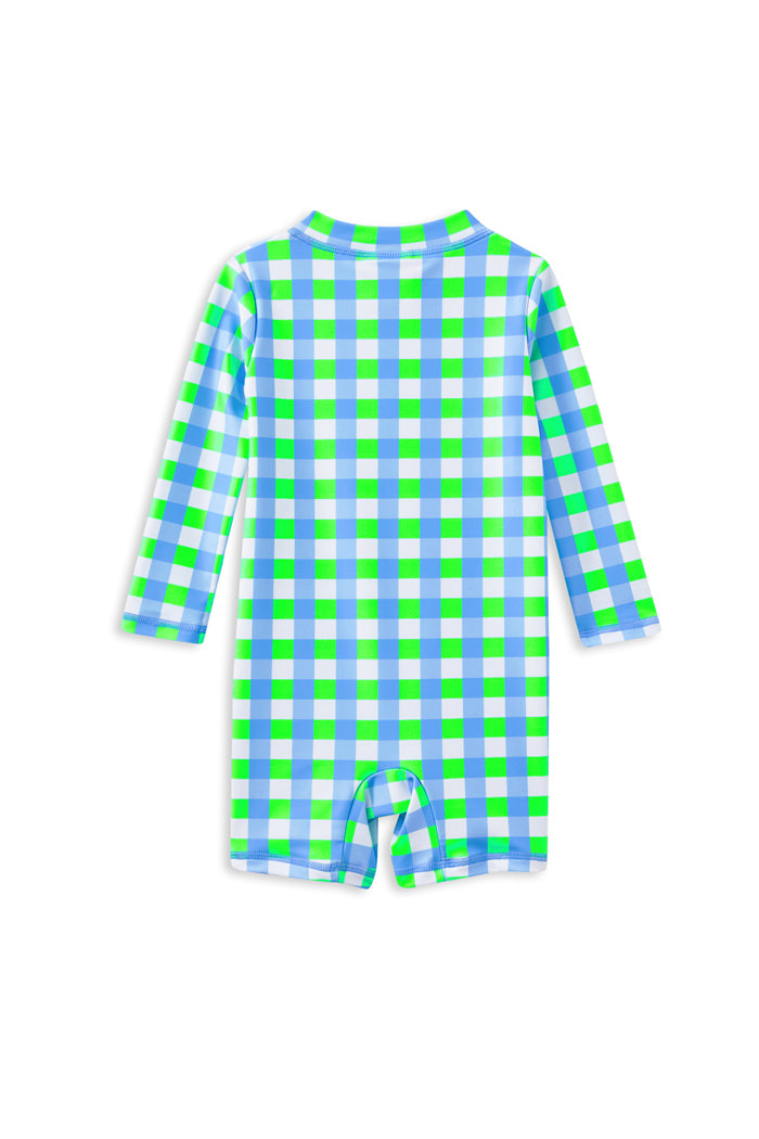 Milky Check Long Sleeve Swimsuit