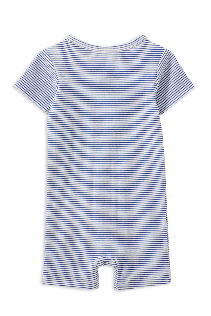 Blue Rib Zip Romper