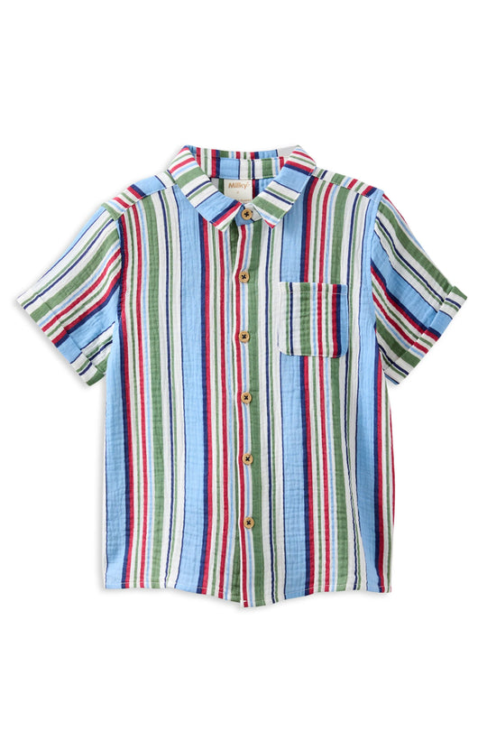 Boys Crinkle Stripe Shirt