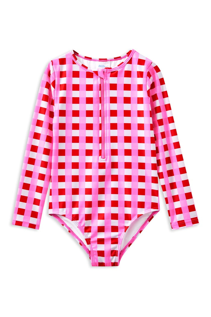 Lollipop Check Long Sleeve Swimsuit | Baby
