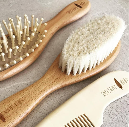 Wooden Baby Hair Brush Set