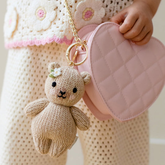 Baby honey bear (floral) bag charm