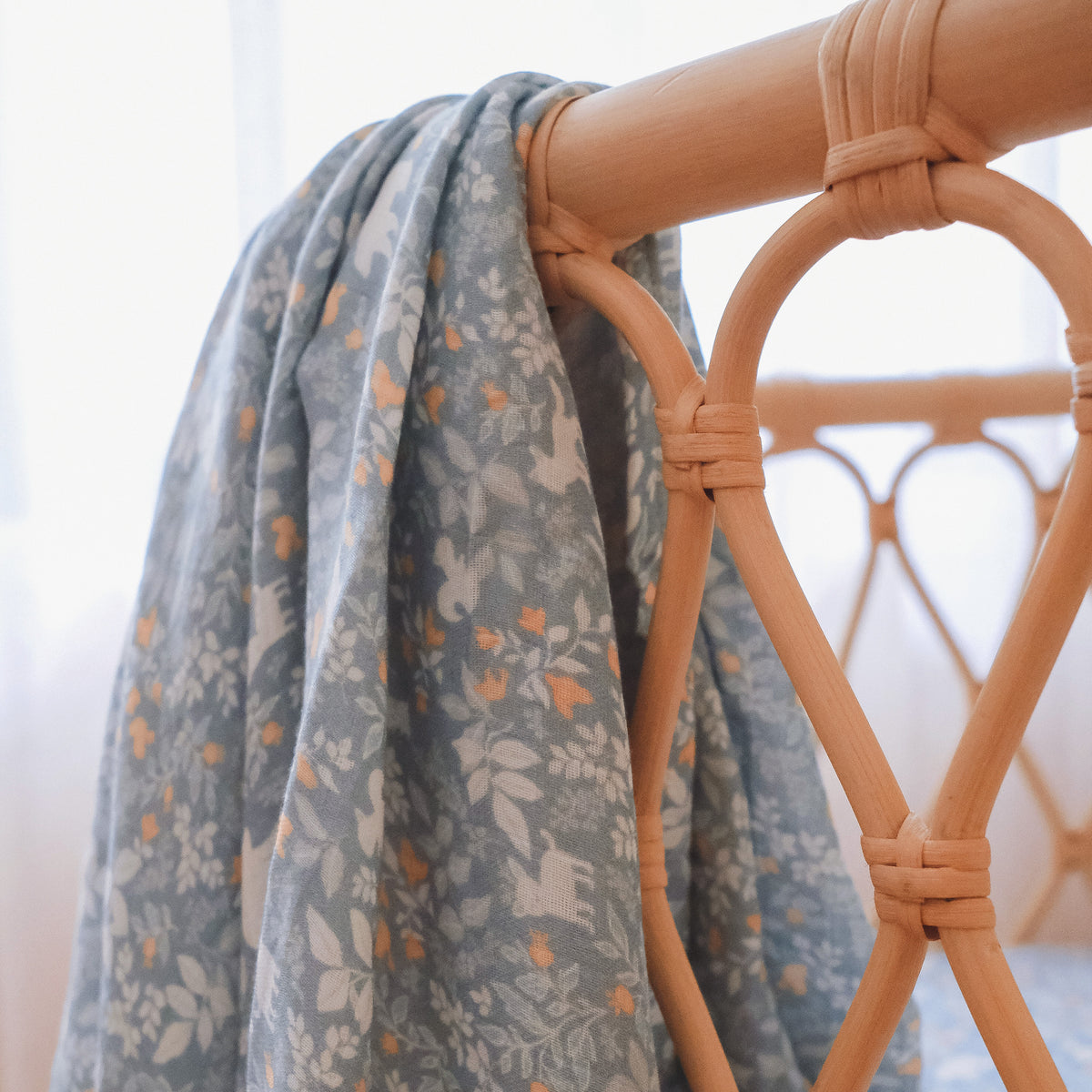Forest Friends Cornflower Organic Muslin Wrap Swaddle