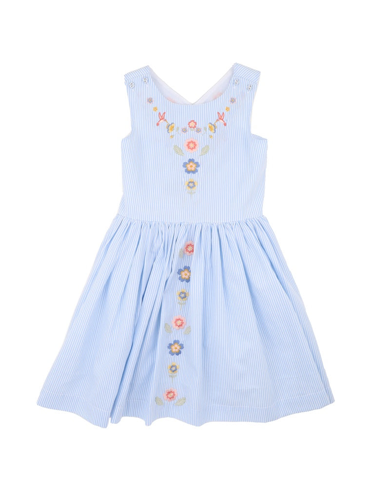 Songbird Stripe EMB Cross Back Dress