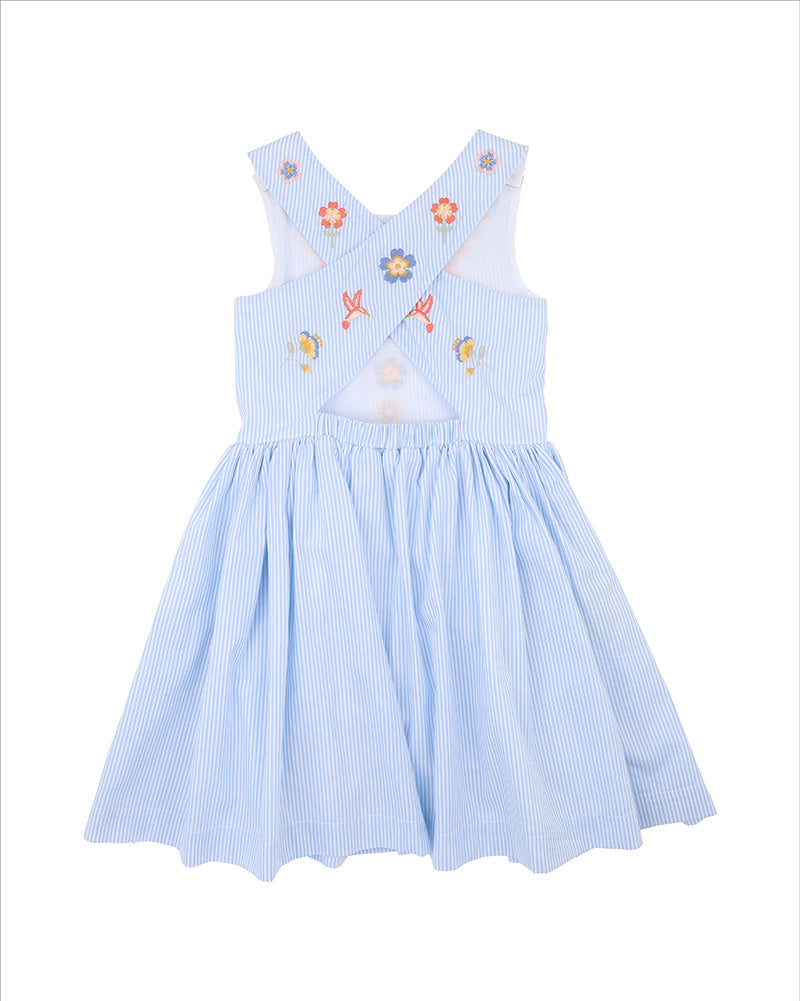 Songbird Stripe EMB Cross Back Dress