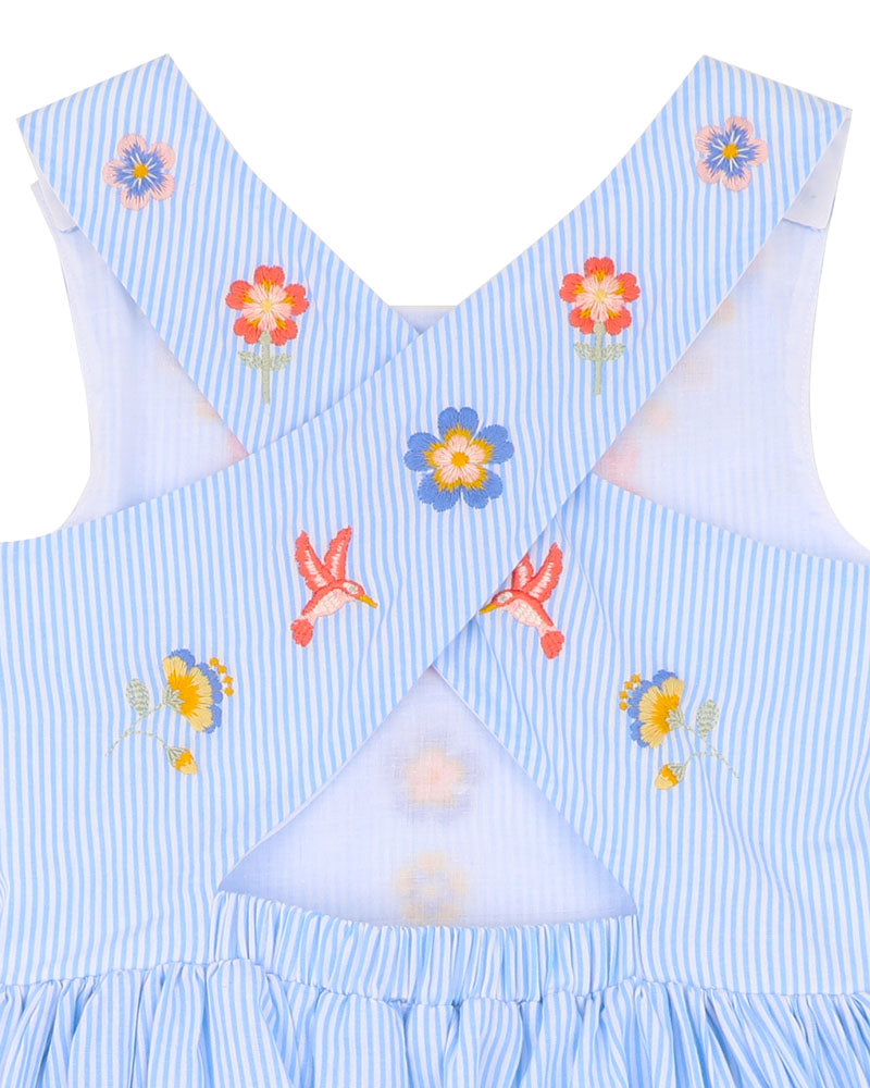 Songbird Stripe EMB Cross Back Dress