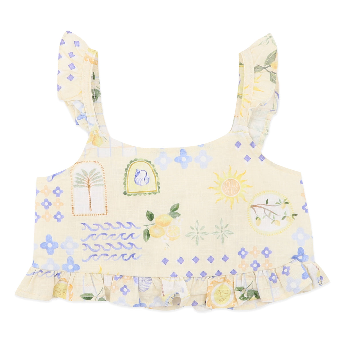 PICCOLINA SHIRRED FRILL TOP 1-7Y