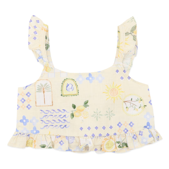 PICCOLINA SHIRRED FRILL TOP 1-7Y