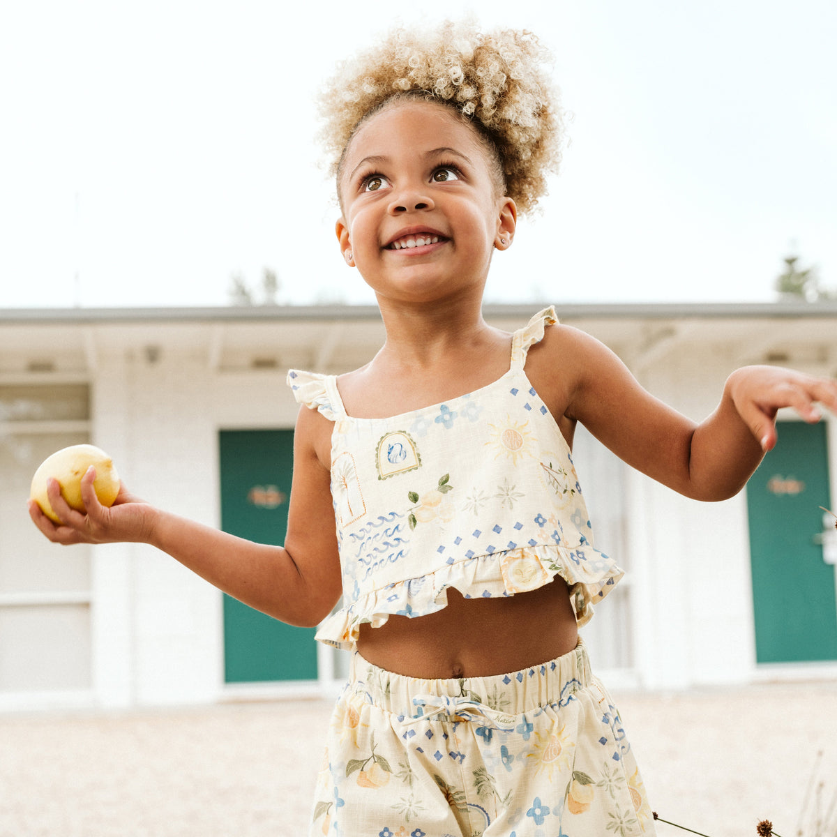 PICCOLINA SHIRRED FRILL TOP 1-7Y