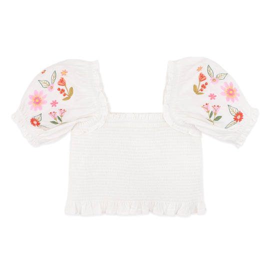 PARADISO EMBROIDERED SHIRRED TOP 3-7Y