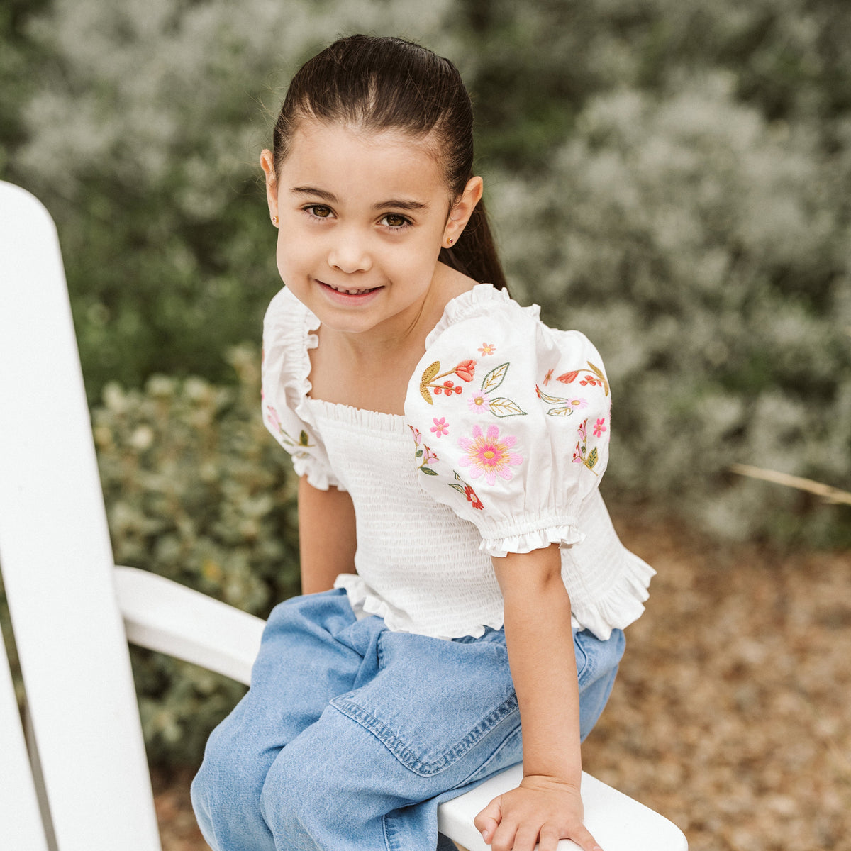 PARADISO EMBROIDERED SHIRRED TOP 3-7Y