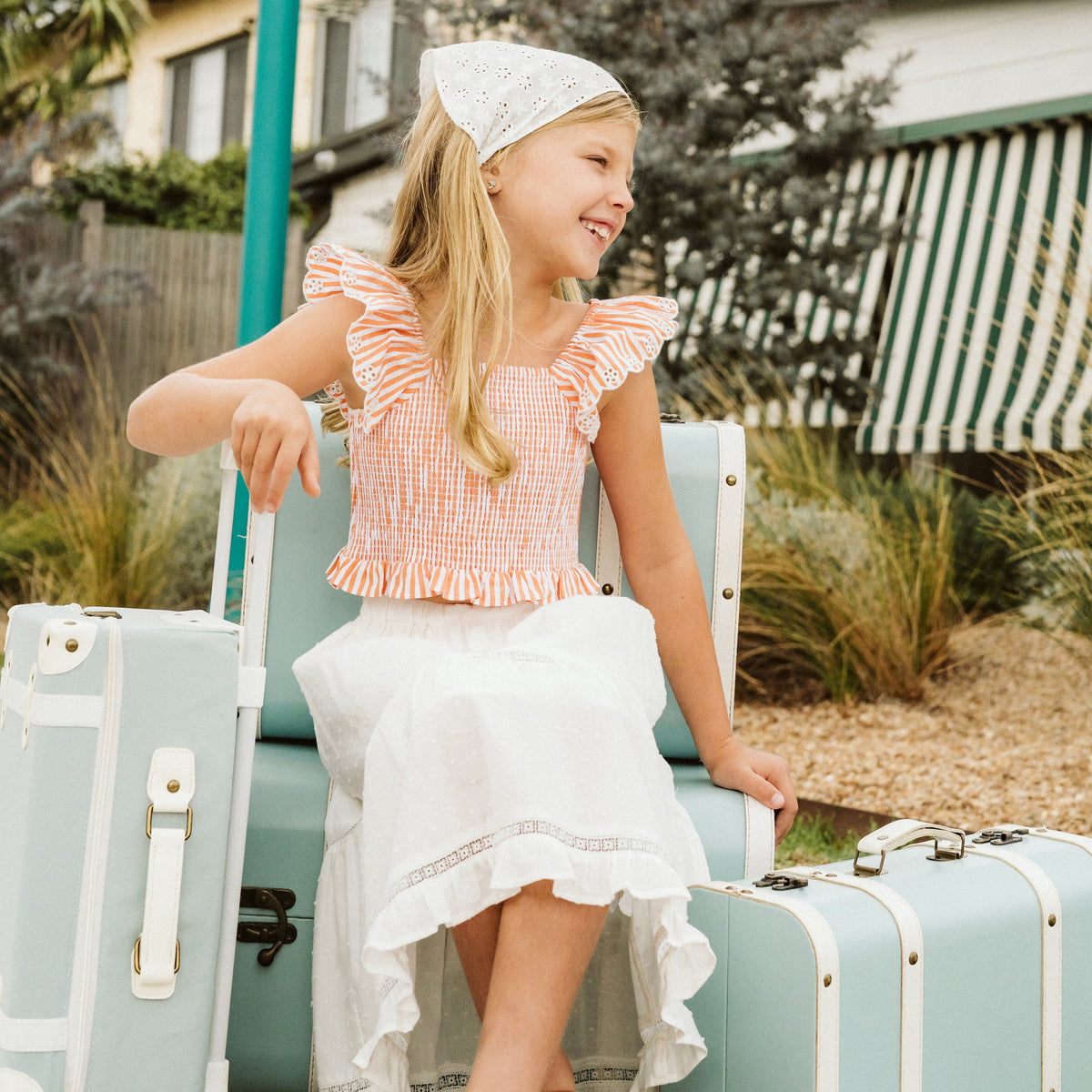 PARADISO STRIPE SHIRRED TOP 3-7Y