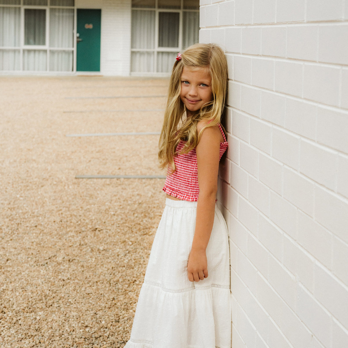 SUNDAE GINGHAM SHIRRED TOP 3-7Y