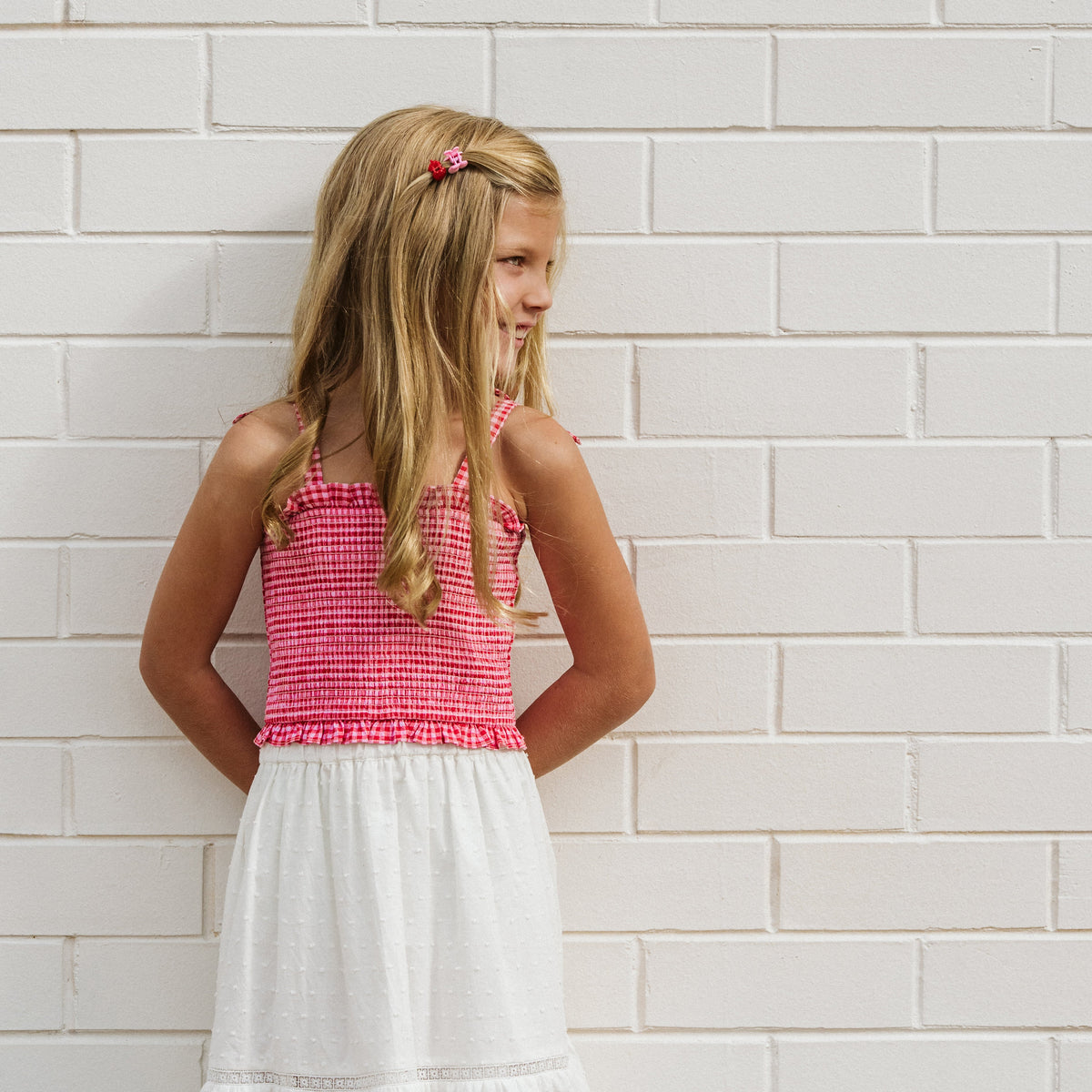 SUNDAE GINGHAM SHIRRED TOP 3-7Y