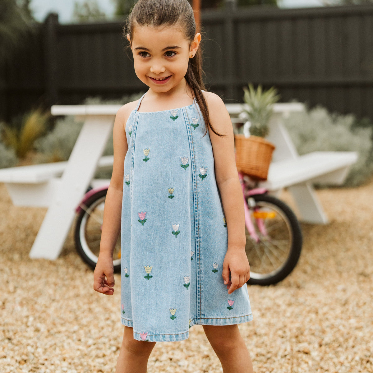 SUNDAE DENIM TULIP DRESS 3-7Y