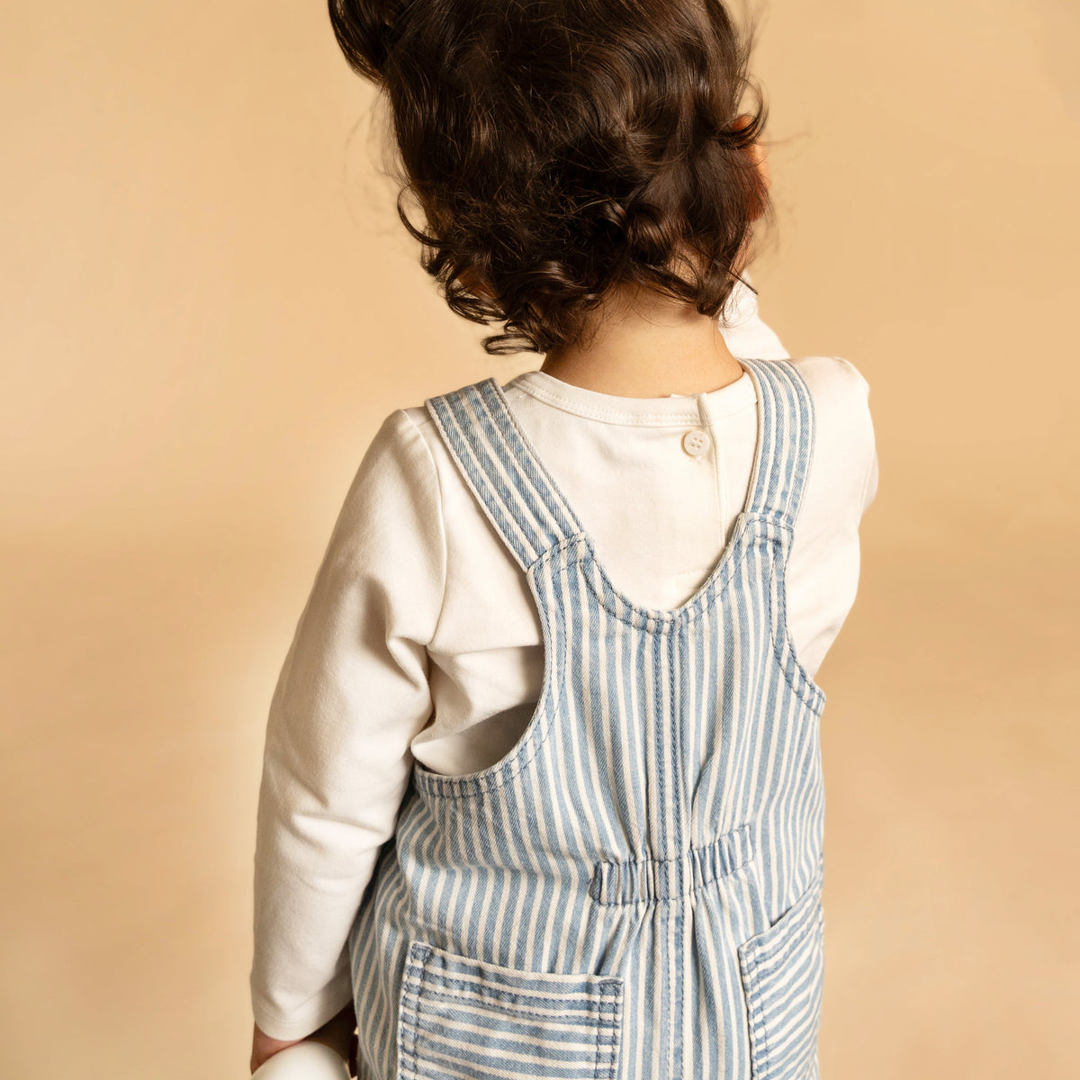 WINTER VACAY STRIPE DENIM OVERALLS
