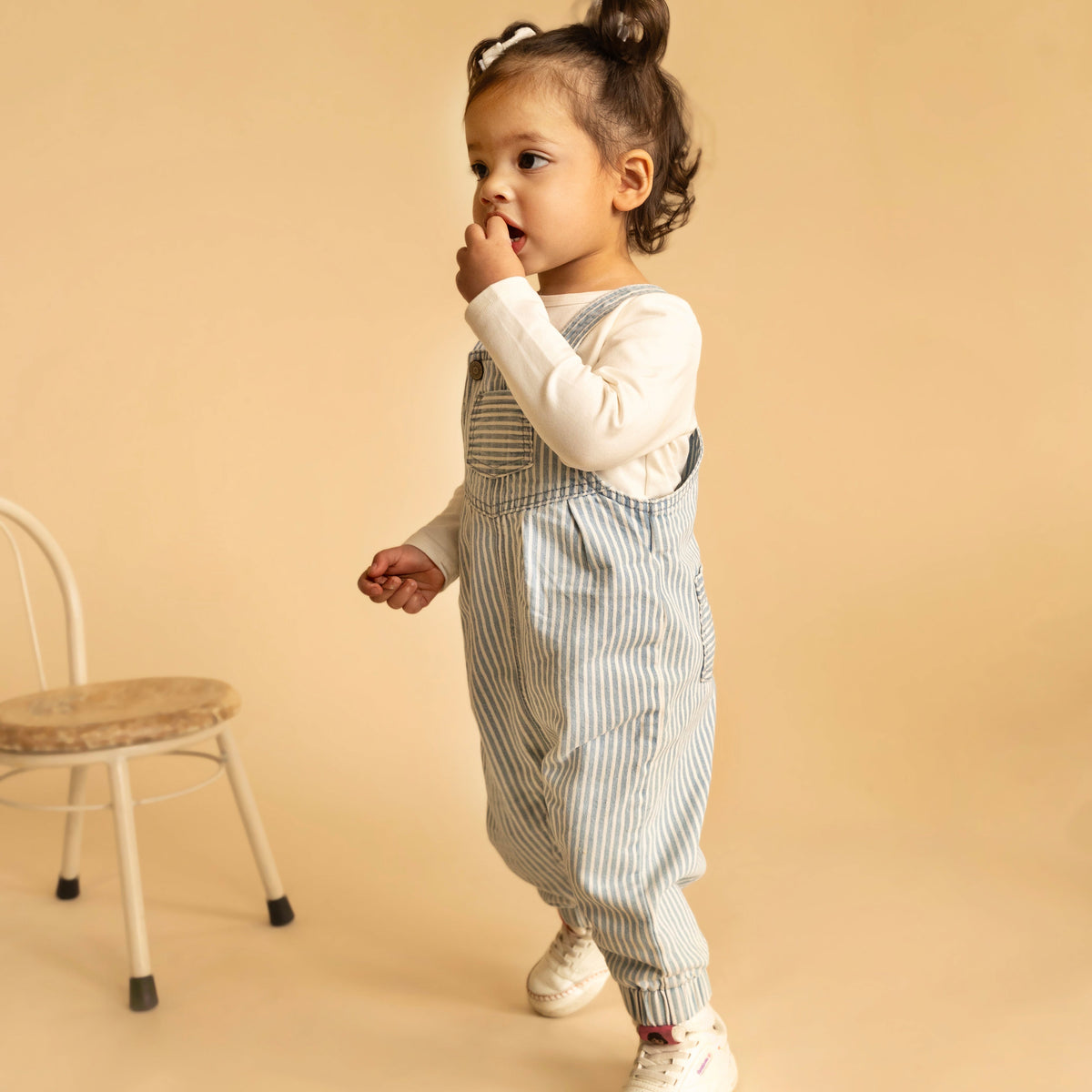 WINTER VACAY STRIPE DENIM OVERALLS