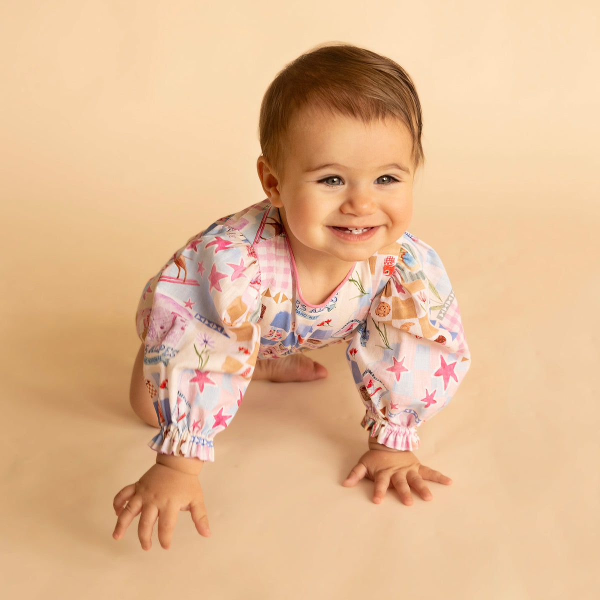 WINTER VACAY PRINT LS ROMPER