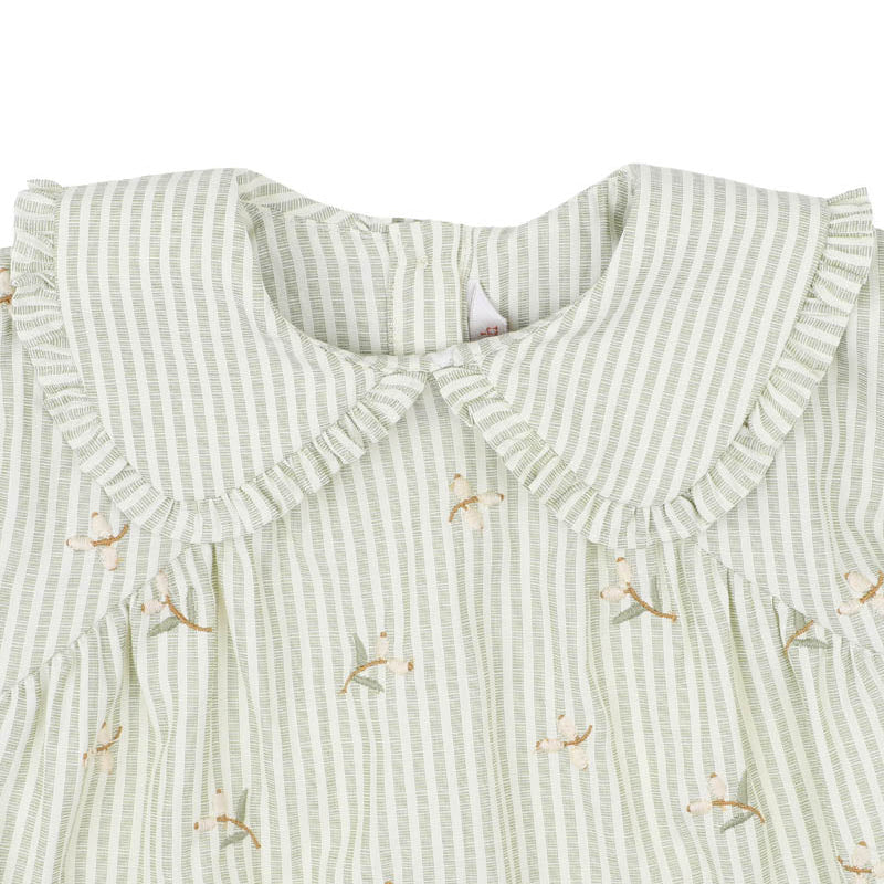 ORCHARD BLOOM EMB. STRIPE OVERLAY DRESS