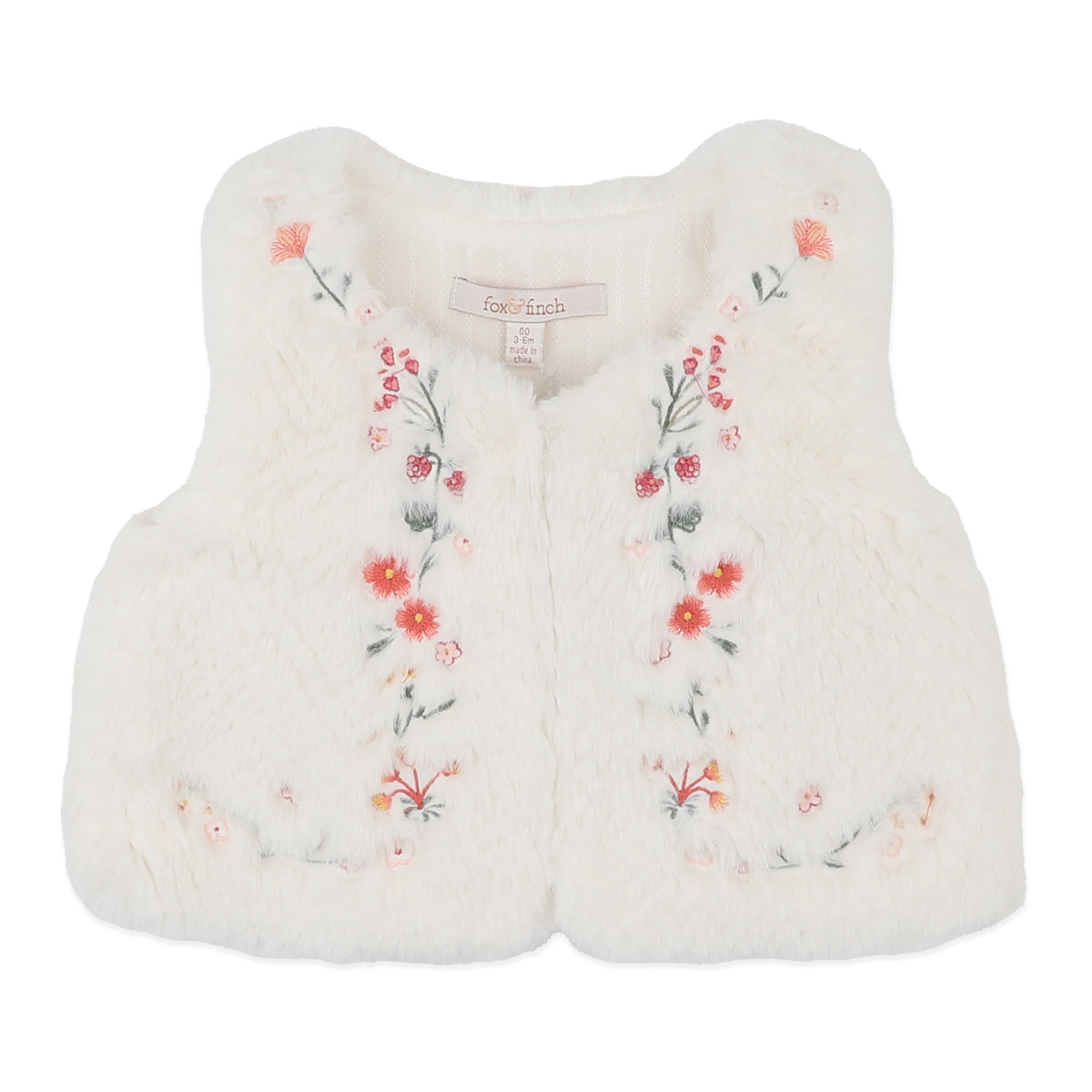 ORCHARD BLOOM EMB. FAUX FUR VEST