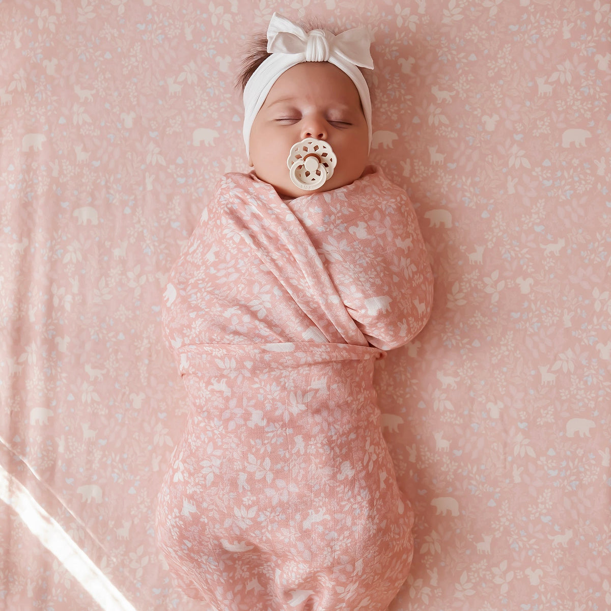 Forest Friends Peony Muslin Wrap Swaddle