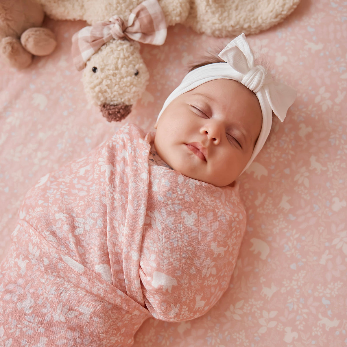 Forest Friends Peony Muslin Wrap Swaddle