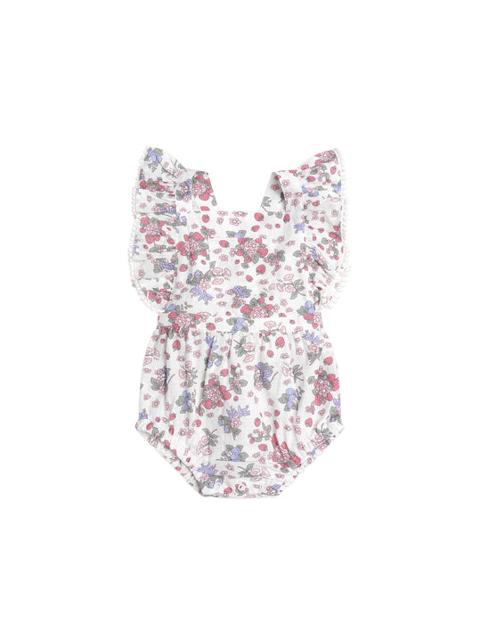 Strawberry Garden Playsuit Cream