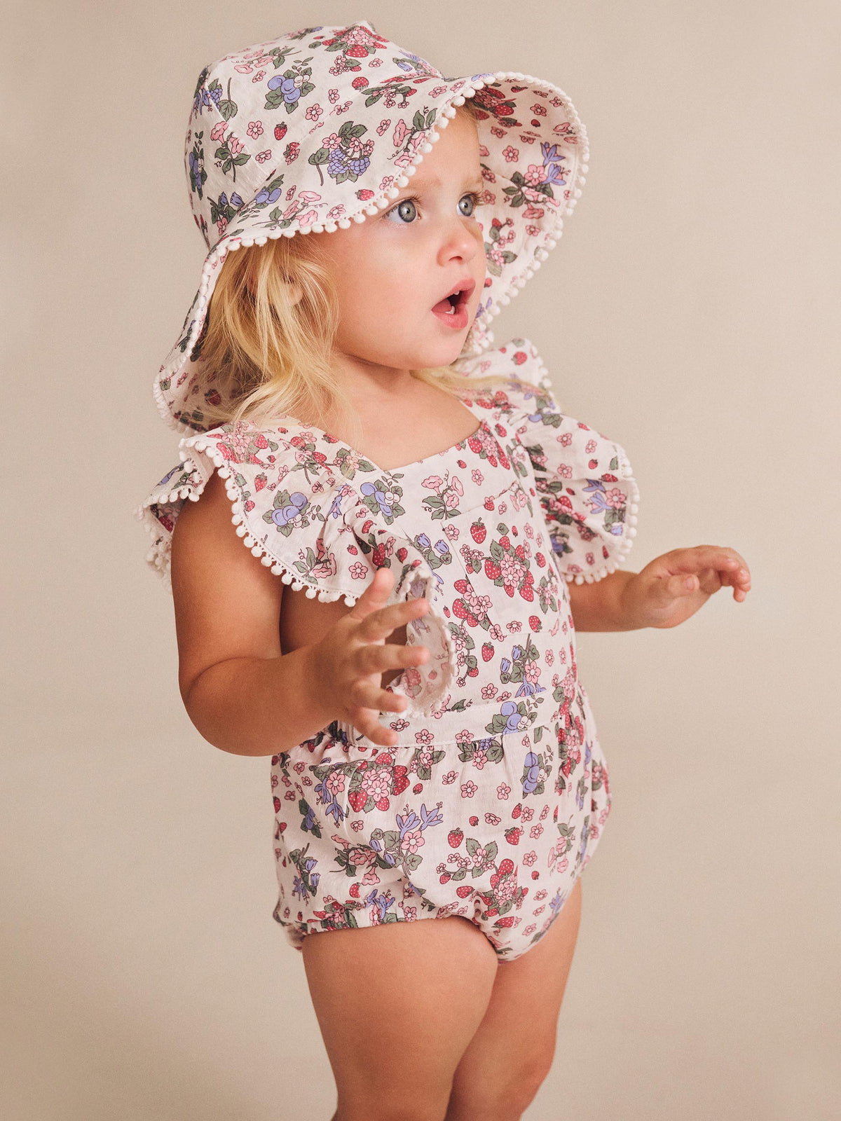 Strawberry Garden Playsuit Cream