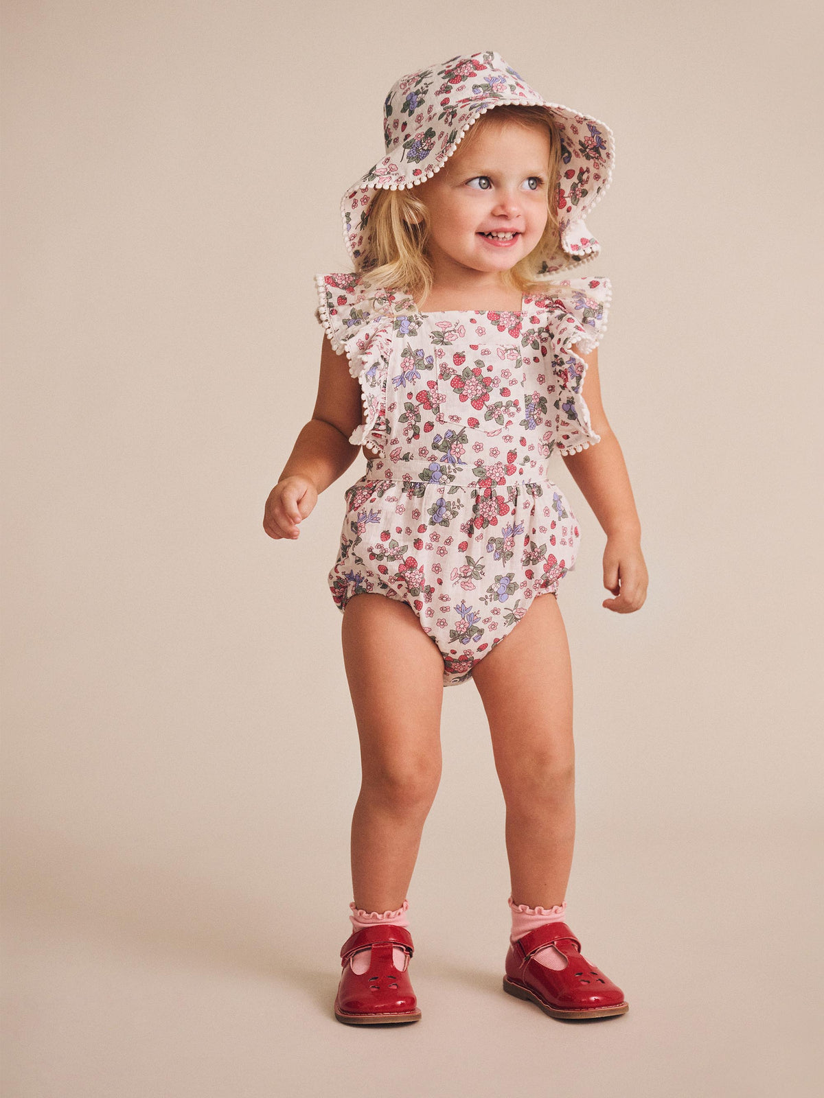 Strawberry Garden Playsuit Cream