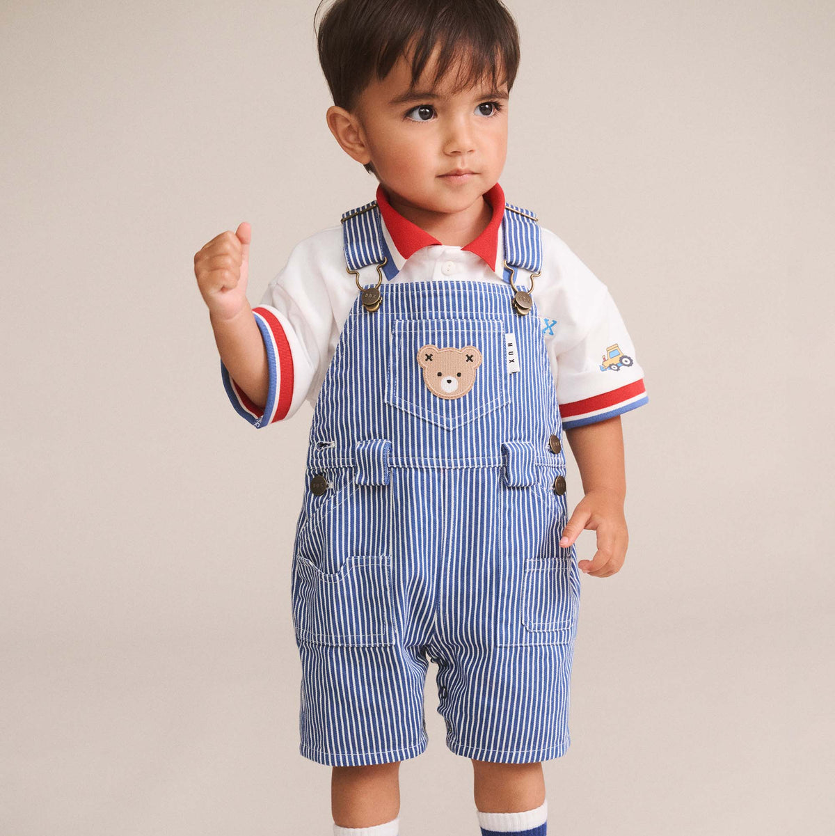 COBALT STRIPE CARPENTER SHORTALL