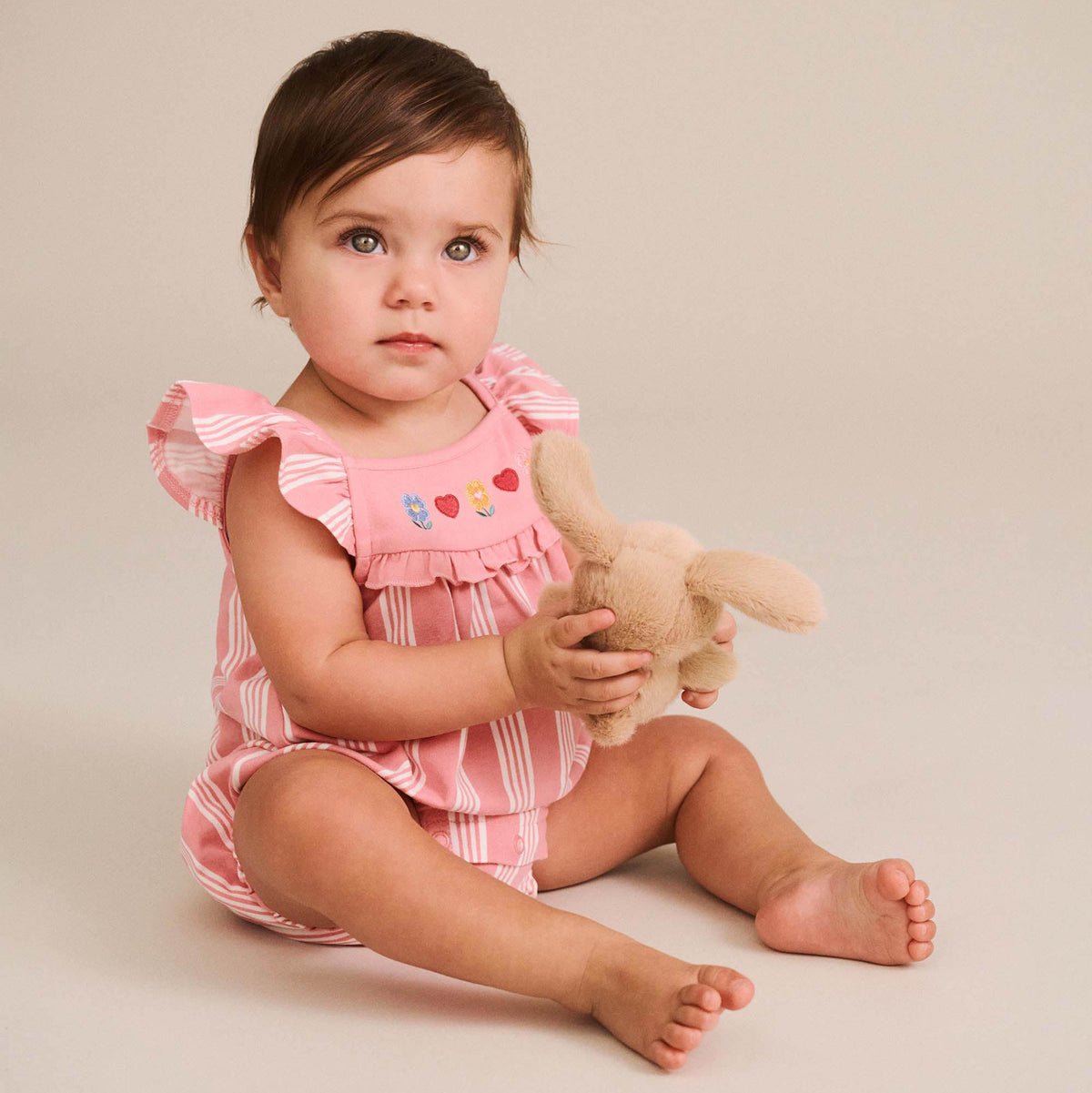 FLORAL EMB STRIPE PLAYSUIT
