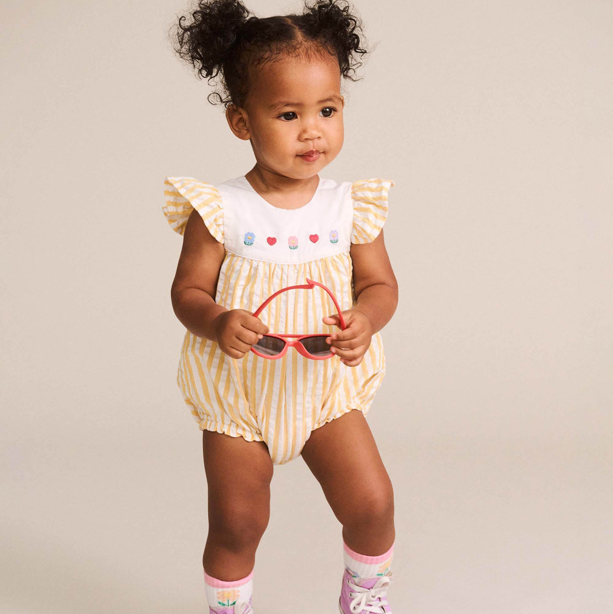 FLOWER FIELD STRIPE PLAYSUIT