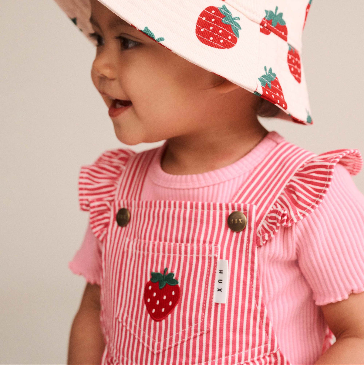 STRAWBERRY EMB STRIPE PLAYSUIT