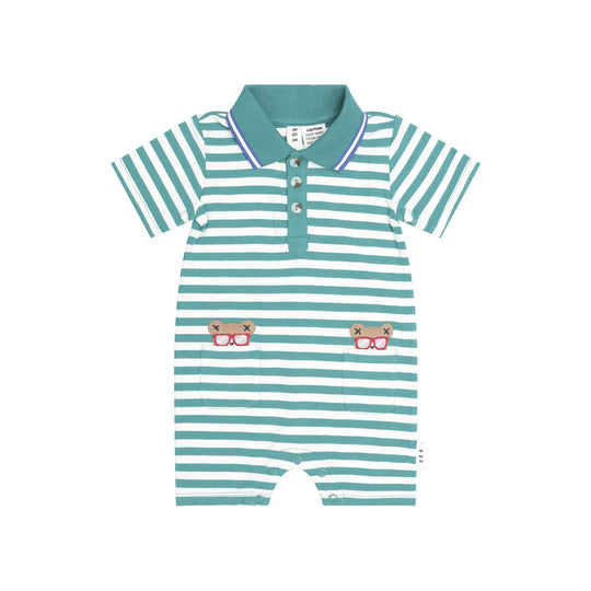 GREEN STRIPE VACAY HUX ROMPER