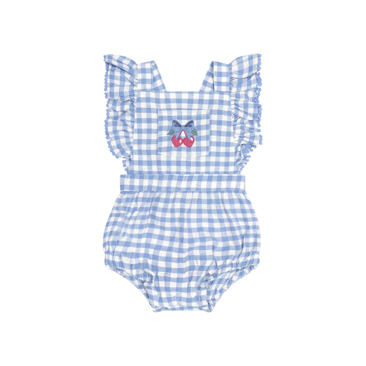 DUSTY BLUE GINGHAM BOW PLAYSUIT