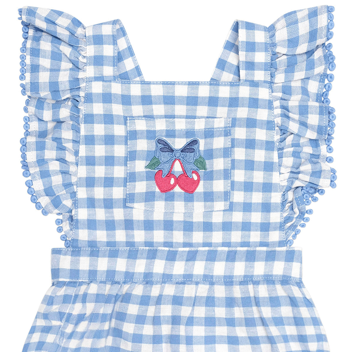 DUSTY BLUE GINGHAM BOW PLAYSUIT