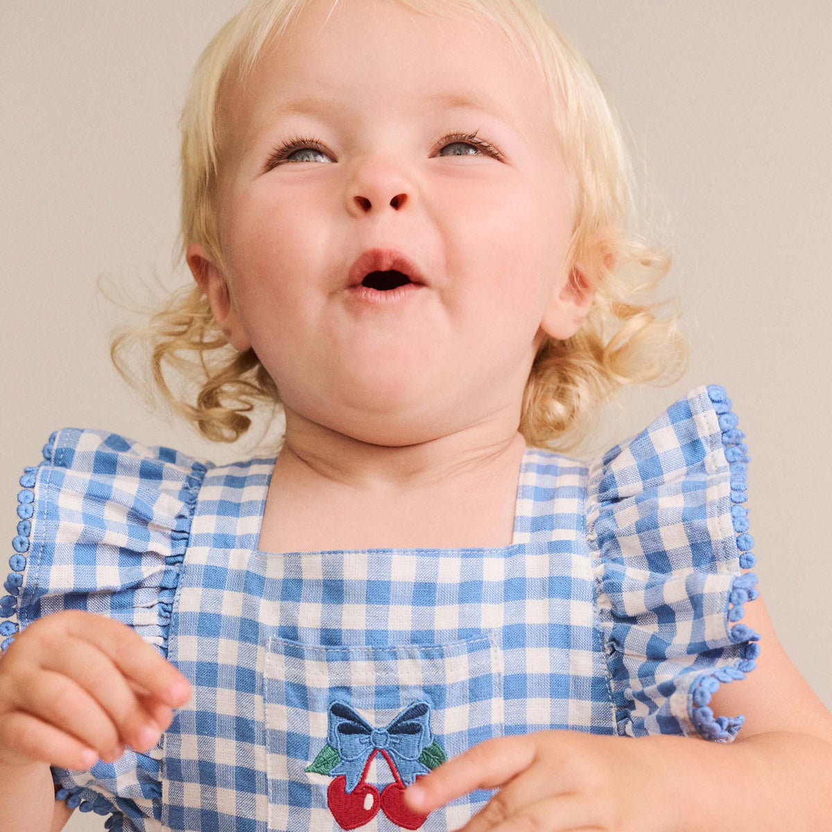 DUSTY BLUE GINGHAM BOW PLAYSUIT
