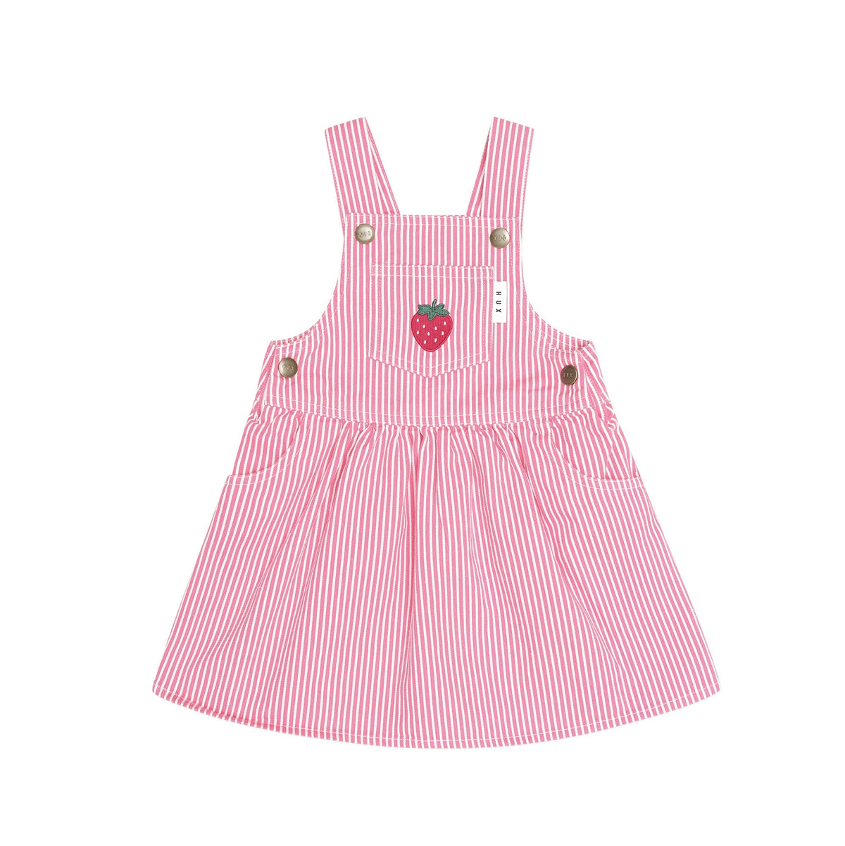 STRAWBERRY EMB STRIPE PINAFORE