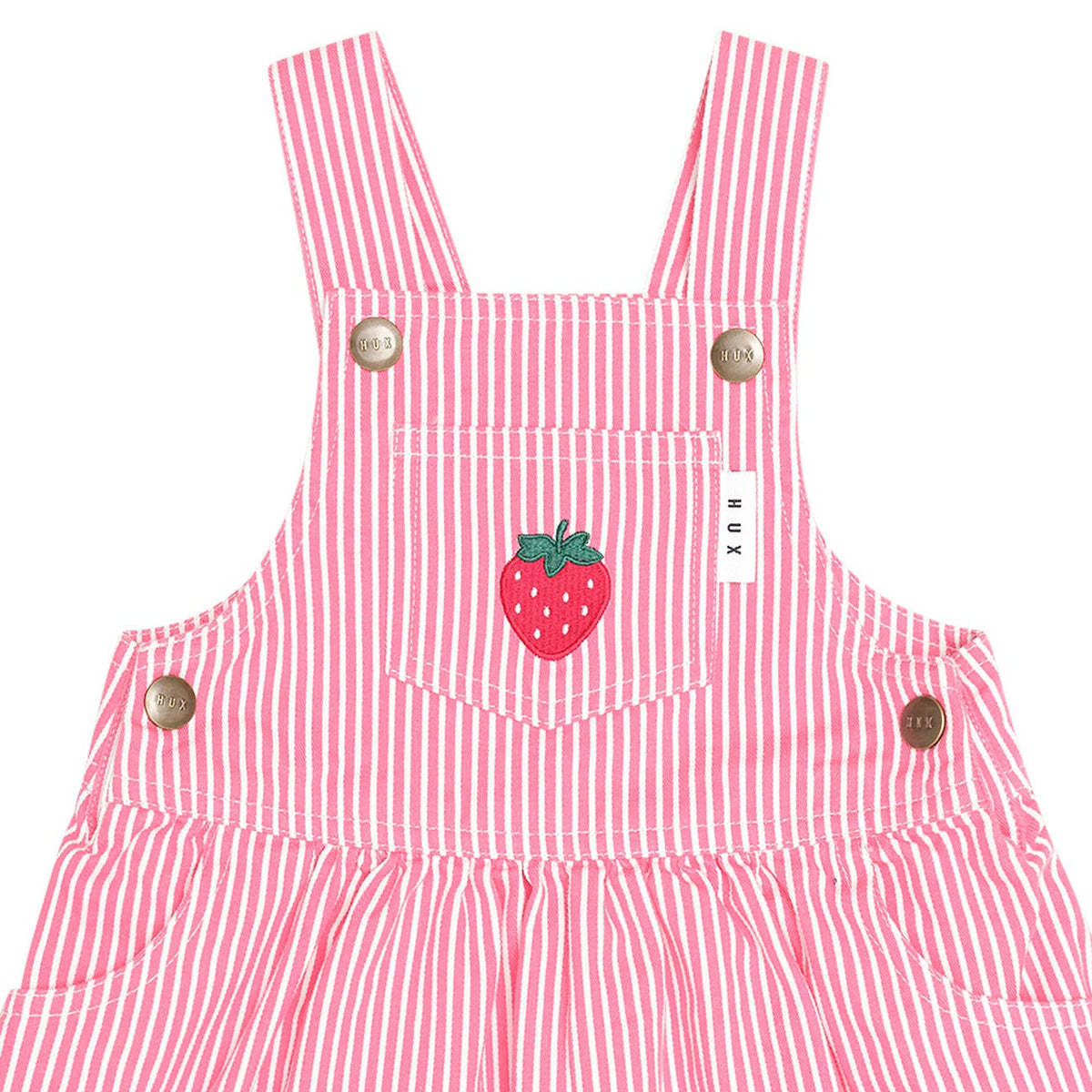 STRAWBERRY EMB STRIPE PINAFORE