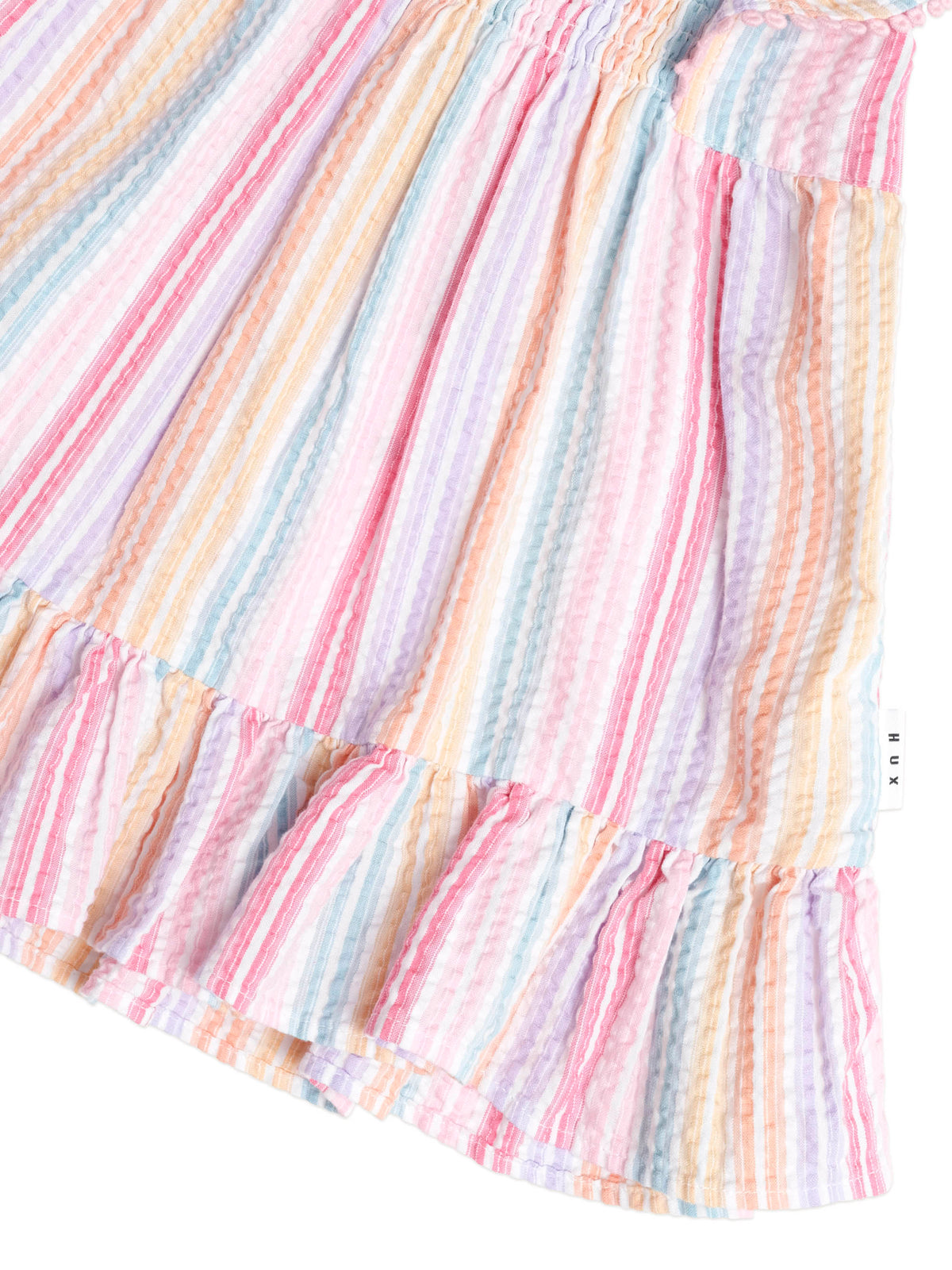 Rainbow Stripe Shirred Frill Dress