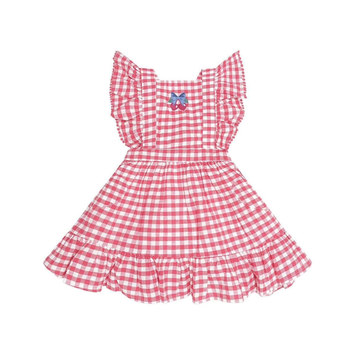 CHERRY BOW GINGHAM PINAFORE