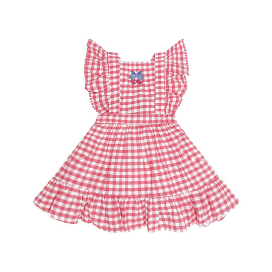 CHERRY BOW GINGHAM PINAFORE