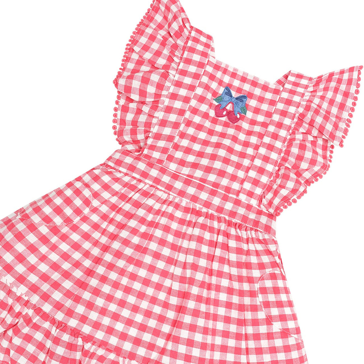 CHERRY BOW GINGHAM PINAFORE