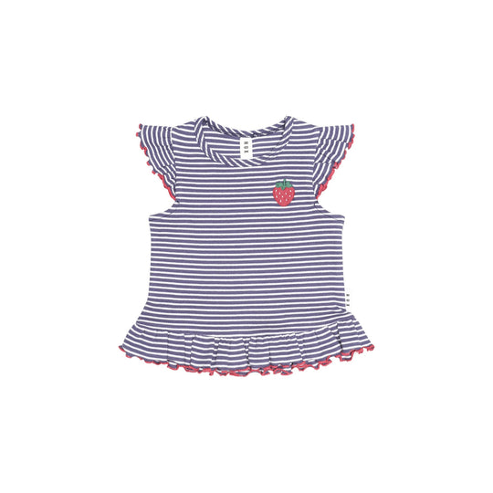 INK STRIPE RIB PEPLUM TEE