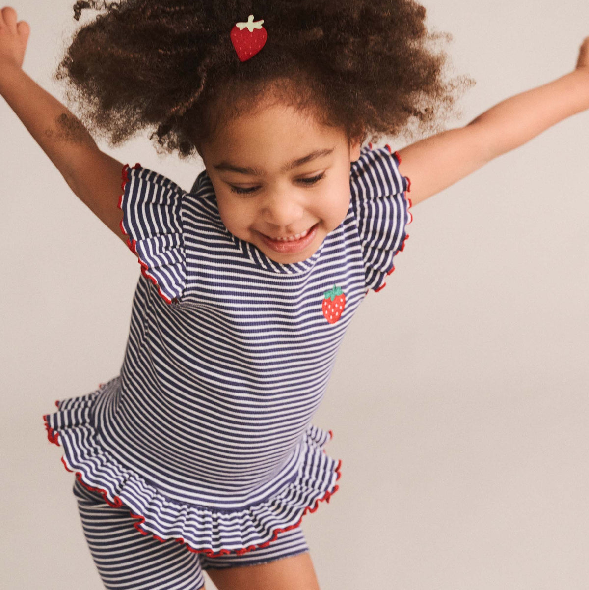 INK STRIPE RIB PEPLUM TEE
