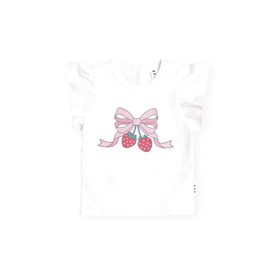 STRAWBERRY BOW FRILL TEE