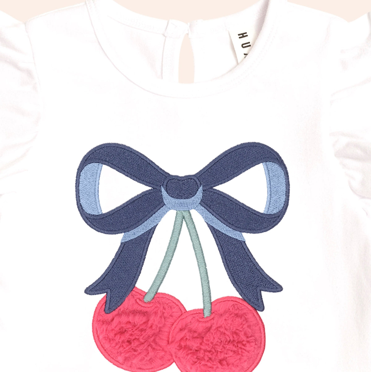 CHERRY BOW FRILL SLEEVE TEE