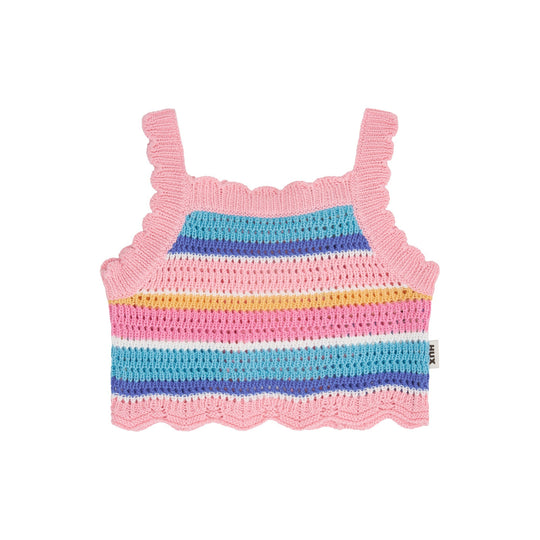 Beach Club Stripe Crochet Tie Top